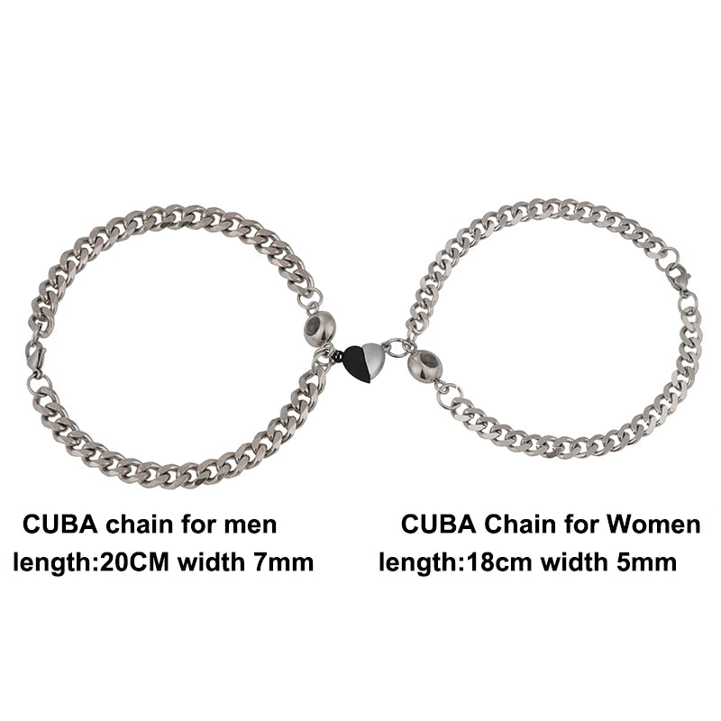 2Pcs Heart-Shaped Magnet Projection Photo Bracelet Set