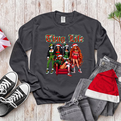 Funny Thug Life Christmas, Holiday Outfit for Women, Cute Santa Girl Tee