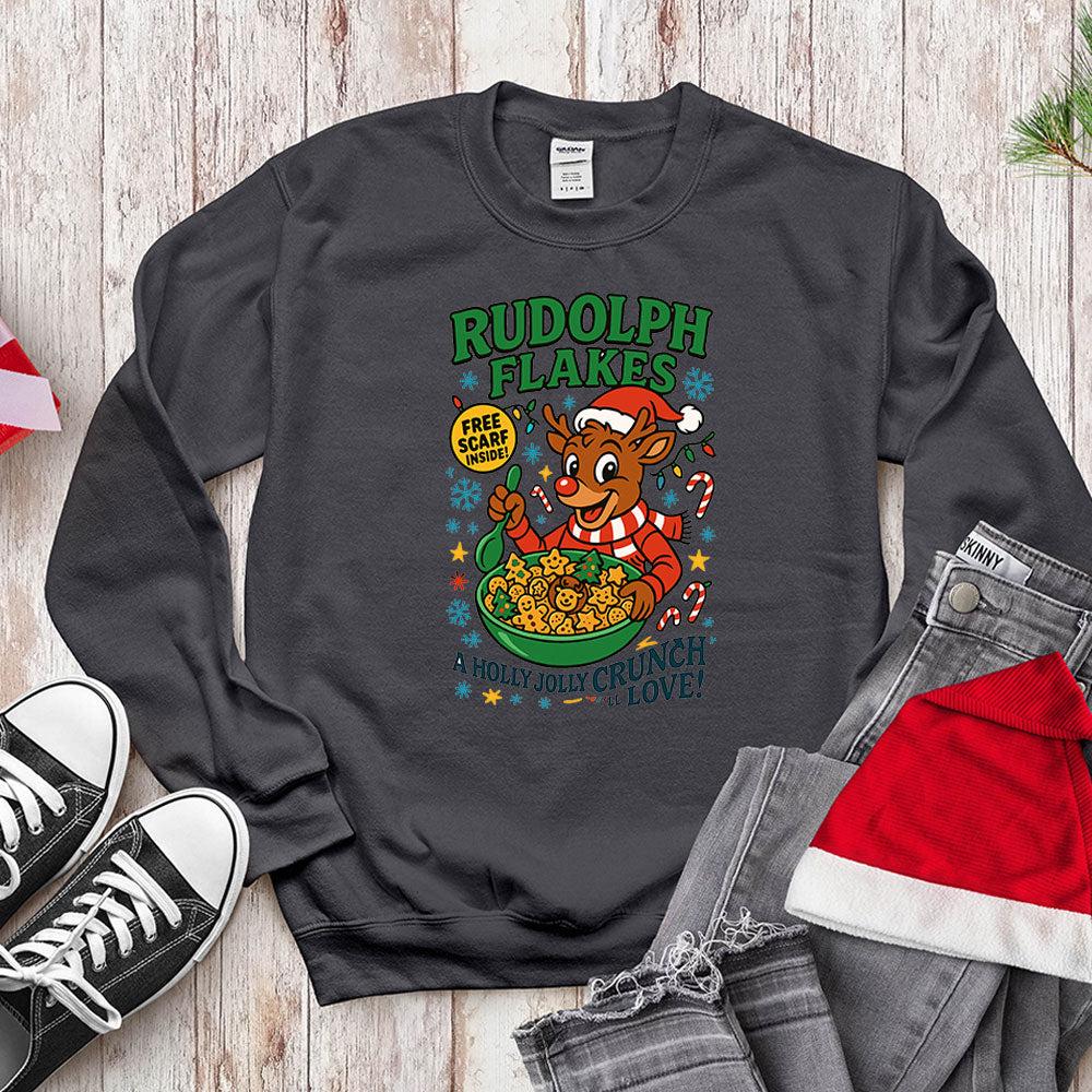 Red-Nosed Reindeer Cereal Parody Shirt - Holly Jolly Crunch
