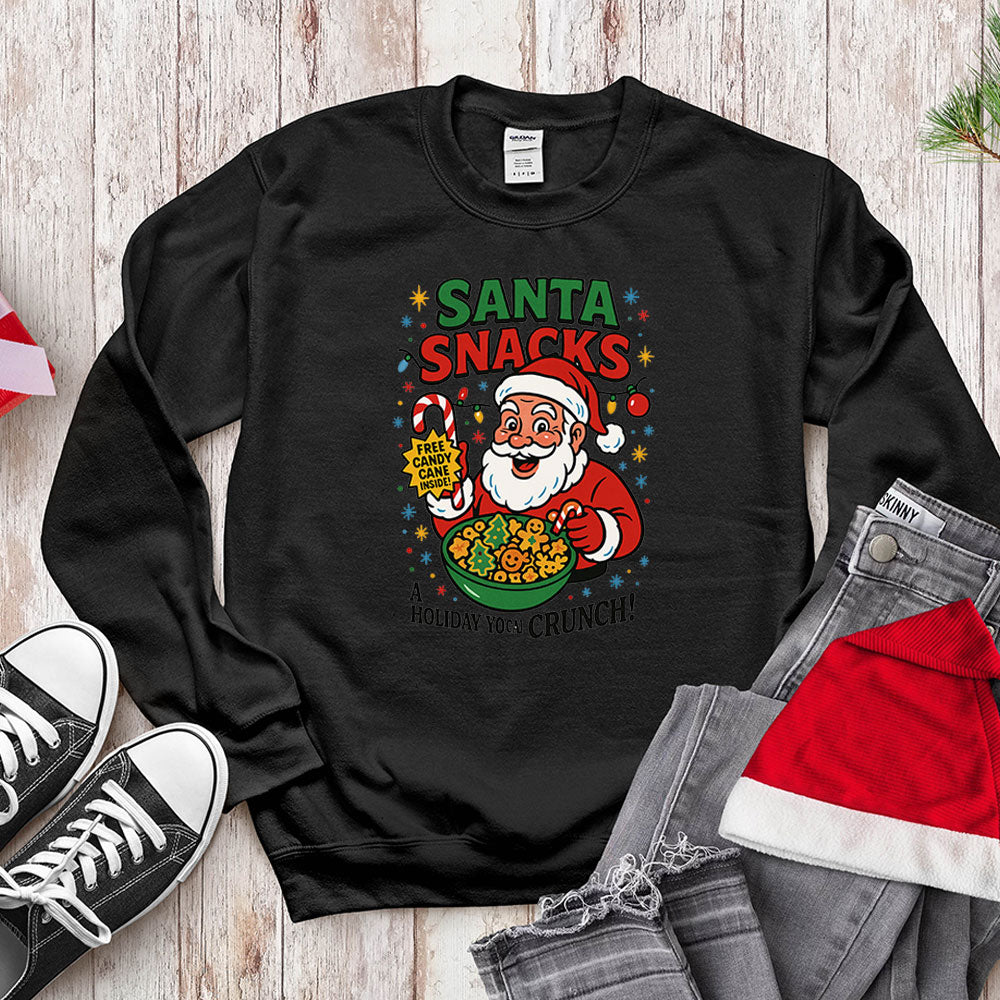 Santa Snacks Funny Christmas Cereal Parody Shirt - Jolly Crunch
