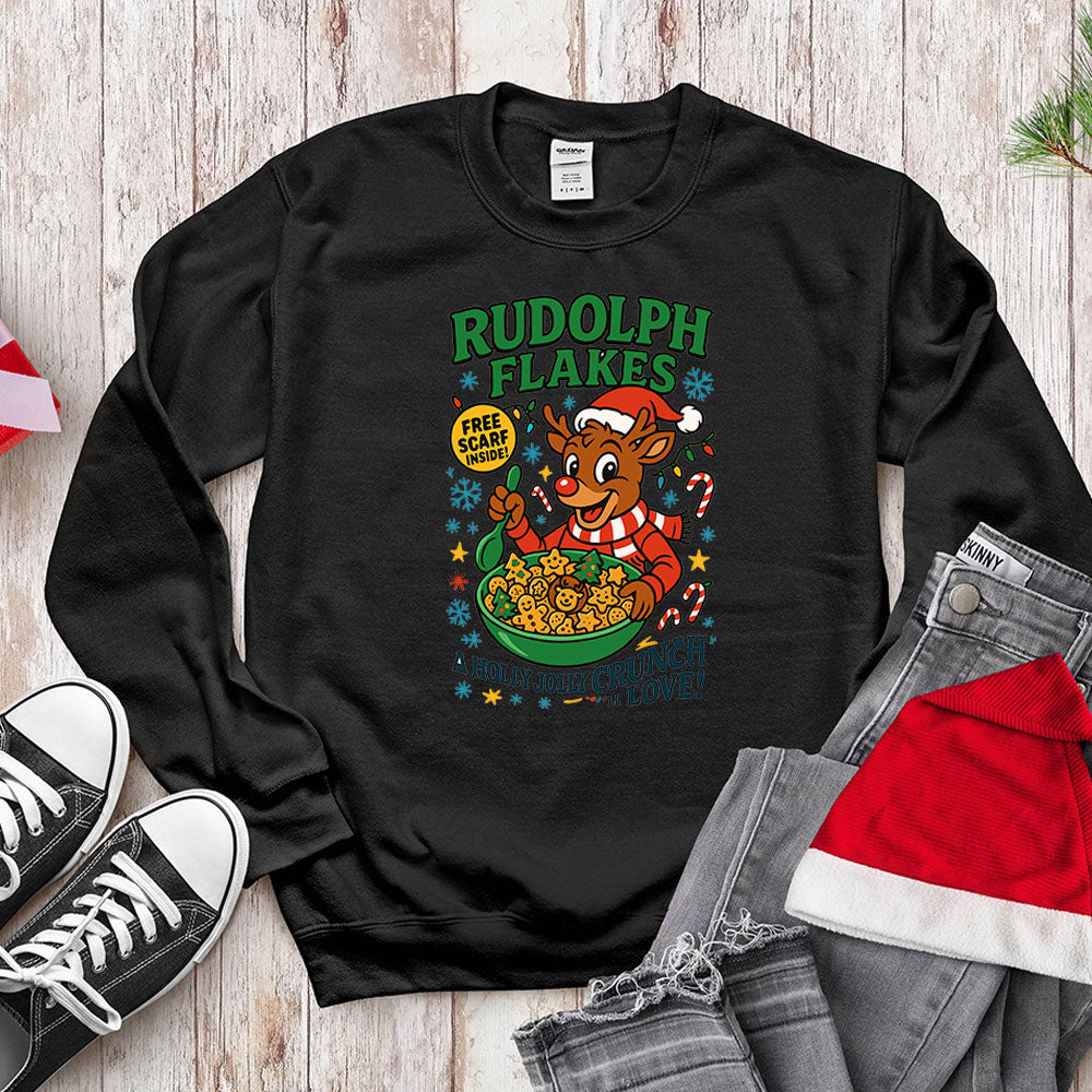 Red-Nosed Reindeer Cereal Parody Shirt - Holly Jolly Crunch
