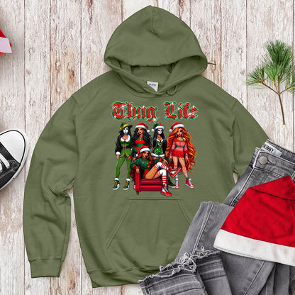 Funny Thug Life Christmas, Holiday Outfit for Women, Cute Santa Girl Tee