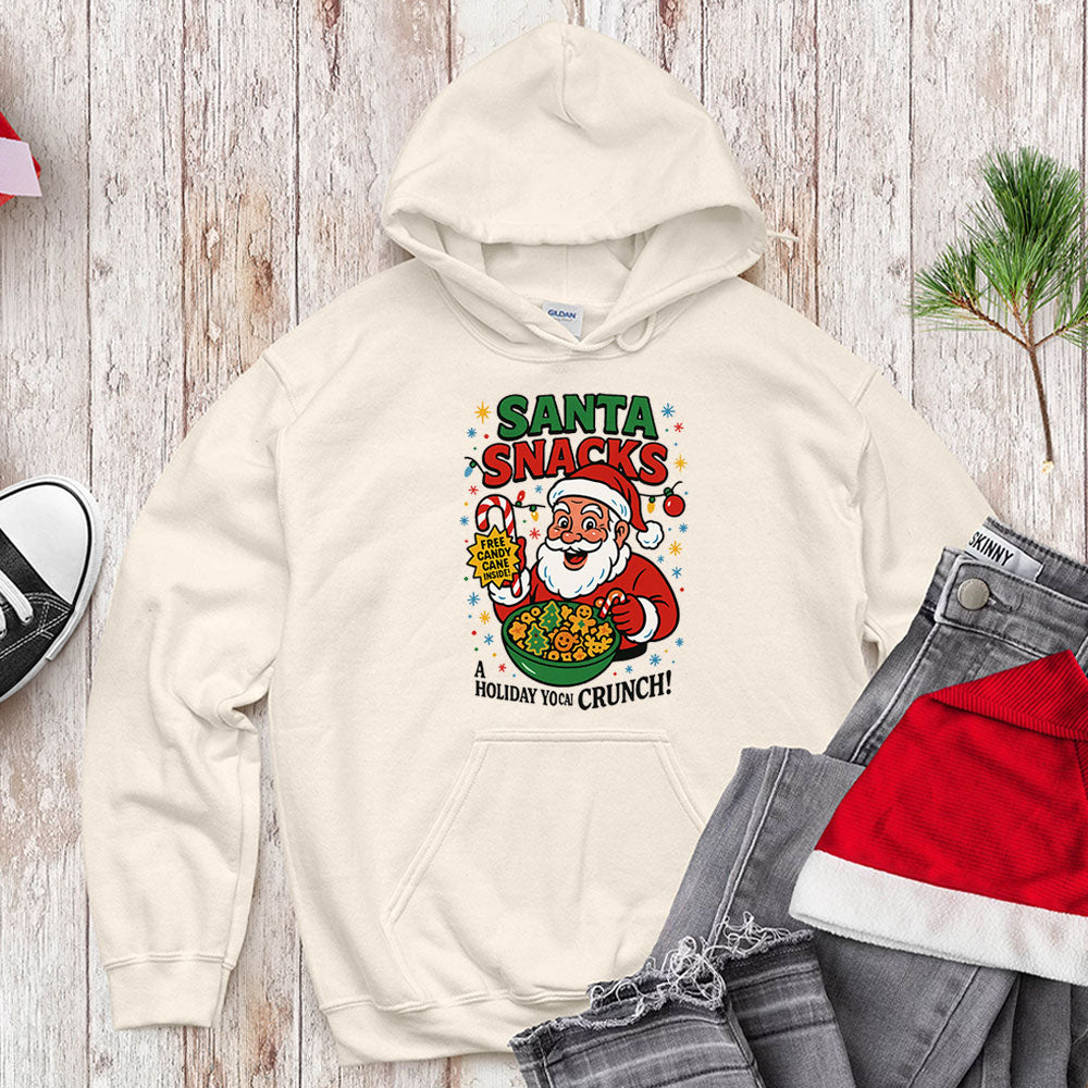 Santa Snacks Funny Christmas Cereal Parody Shirt - Jolly Crunch