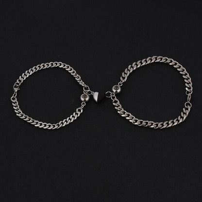 2Pcs Heart-Shaped Magnet Projection Photo Bracelet Set