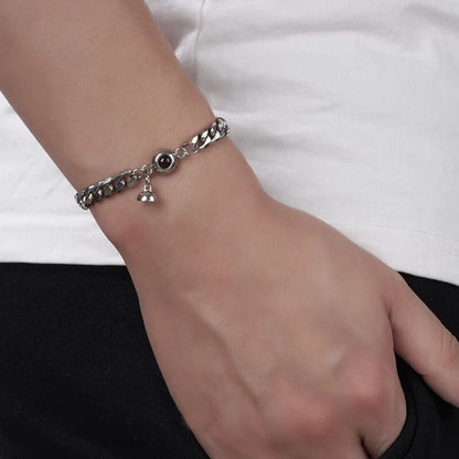 2Pcs Heart-Shaped Magnet Projection Photo Bracelet Set