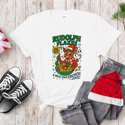 Red-Nosed Reindeer Cereal Parody Shirt - Holly Jolly Crunch
