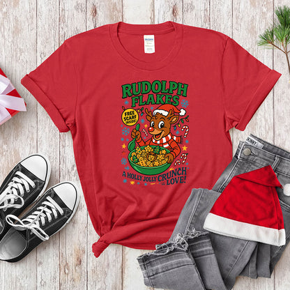 Red-Nosed Reindeer Cereal Parody Shirt - Holly Jolly Crunch
