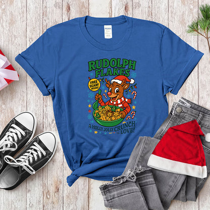 Red-Nosed Reindeer Cereal Parody Shirt - Holly Jolly Crunch