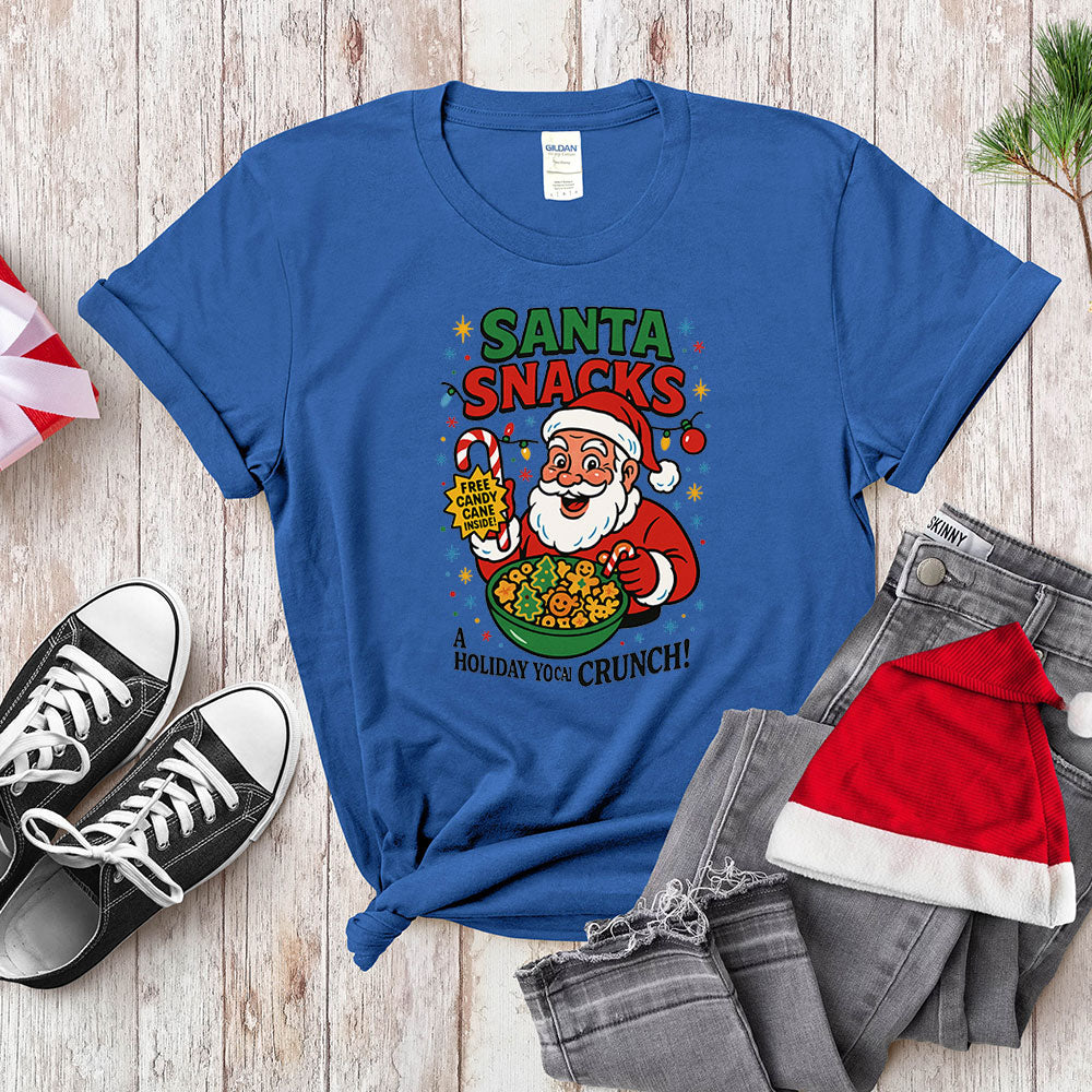 Santa Snacks Funny Christmas Cereal Parody Shirt - Jolly Crunch