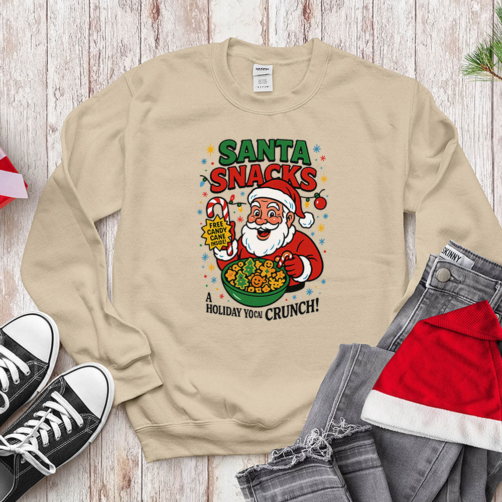 Santa Snacks Funny Christmas Cereal Parody Shirt - Jolly Crunch