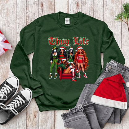 Funny Thug Life Christmas, Holiday Outfit for Women, Cute Santa Girl Tee