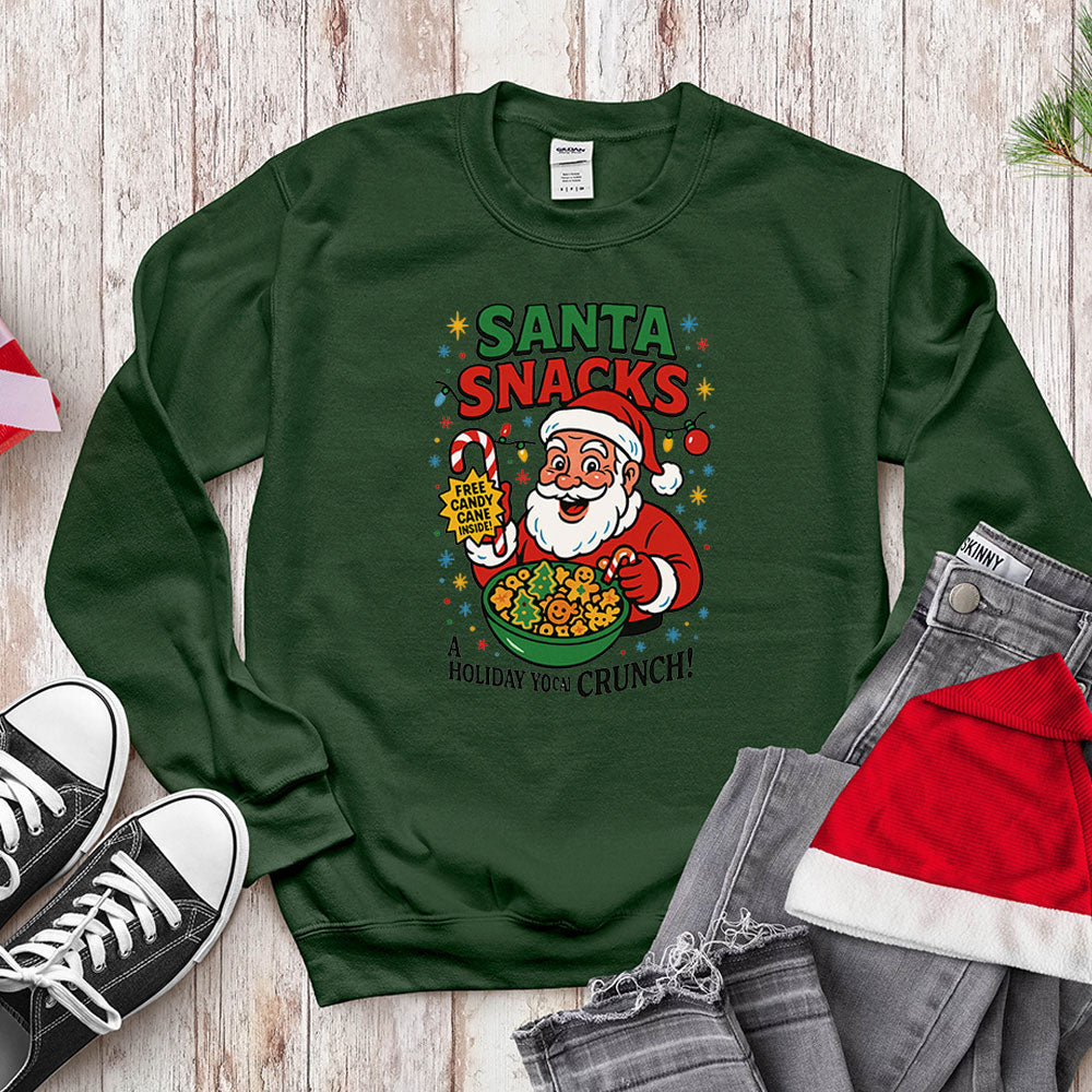 Santa Snacks Funny Christmas Cereal Parody Shirt - Jolly Crunch