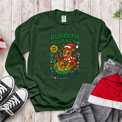 Red-Nosed Reindeer Cereal Parody Shirt - Holly Jolly Crunch