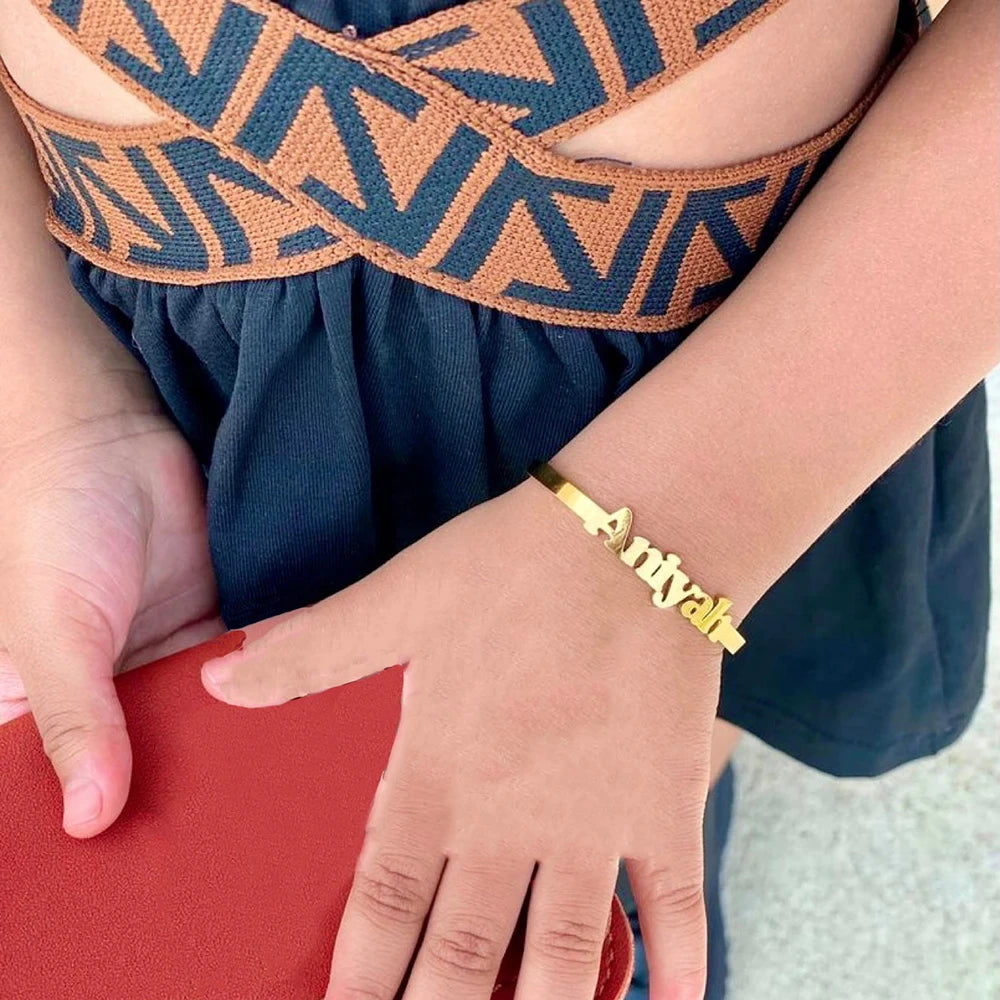 Custom Name Baby ID Bracelet - Children’s Personalized Cuff Bangles