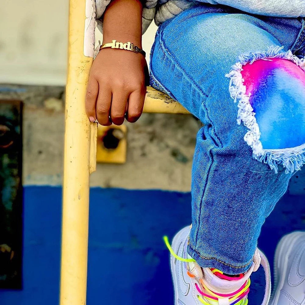 Custom Name Baby ID Bracelet - Children’s Personalized Cuff Bangles