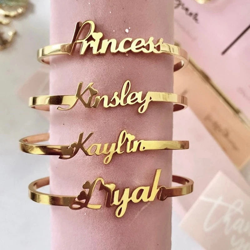 Custom Name Baby ID Bracelet - Children’s Personalized Cuff Bangles