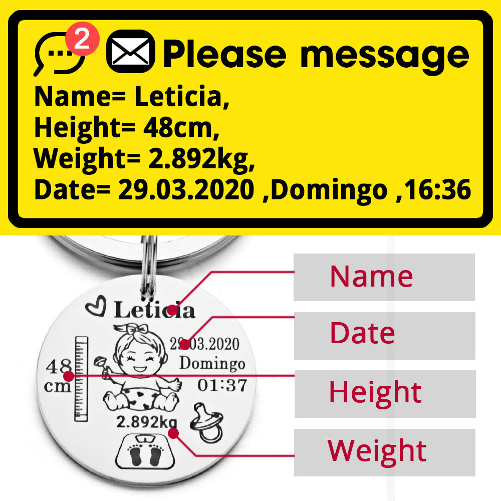 Keychain Name Birth Weight Height For Newborn