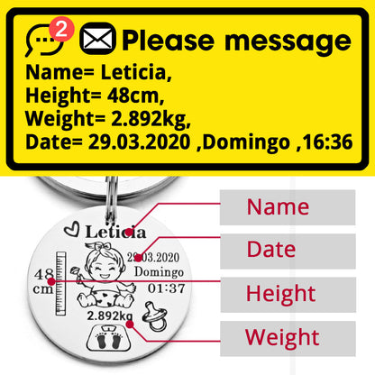 Keychain Name Birth Weight Height For Newborn