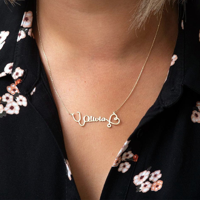 Personalized  Stethoscope Name Necklace 🩺