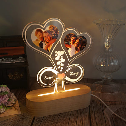 Personalized Night Light Custom Photos Lamp Text -Wedding Anniversary Birthday - Mother's Father's Day Gift