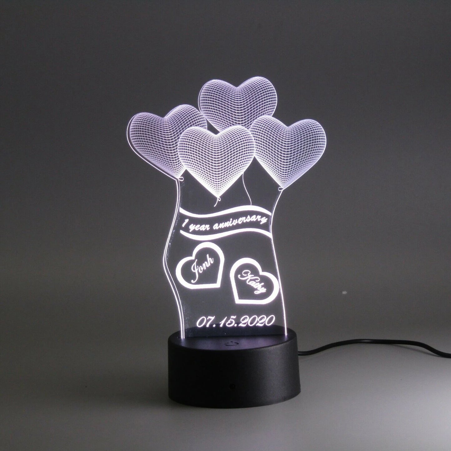 Personalized Night Light Custom Photos Lamp Text -Wedding Anniversary Birthday - Mother's Father's Day Gift