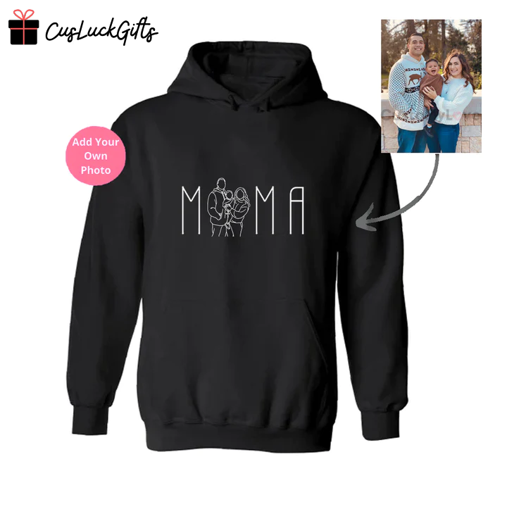 Personalized Mama outline drawing hoodie crewneck - Custom Sweatshirt, Hoodie