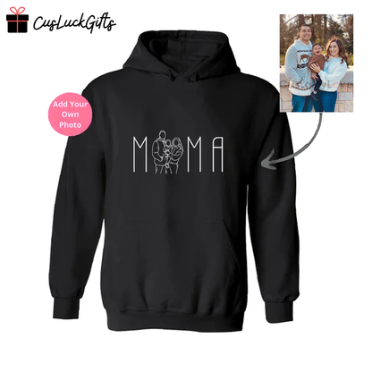 Personalized Mama outline drawing hoodie crewneck - Custom Sweatshirt, Hoodie