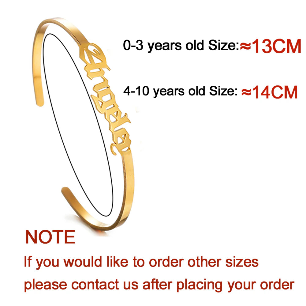 Custom Name Baby ID Bracelet - Children’s Personalized Cuff Bangles