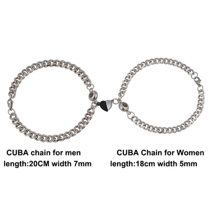 2Pcs Heart-Shaped Magnet Projection Photo Bracelet Set