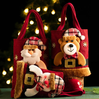 Christmas Gift Bag Linen Cloth New Year