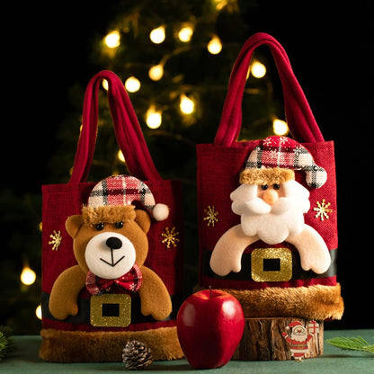 Christmas Gift Bag Linen Cloth New Year