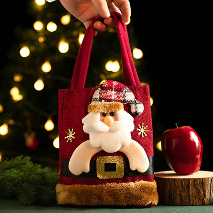 Christmas Gift Bag Linen Cloth New Year