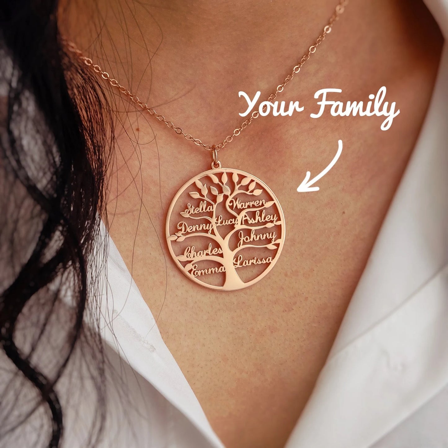 Family Tree Necklace - Custom Family Name Necklace