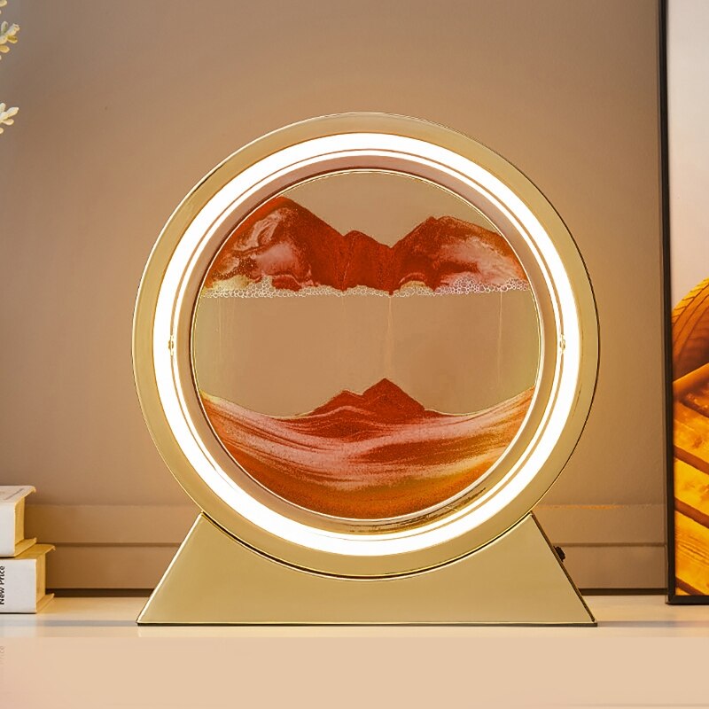 3D Hourglass LED Lamp Quicksand Moving Rotating Art