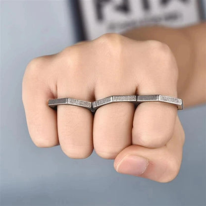 Vintage Men's Hexagon Ring - Antique Stainless Steel Jewelry Gift