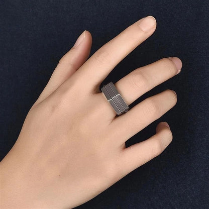 Vintage Men's Hexagon Ring - Antique Stainless Steel Jewelry Gift